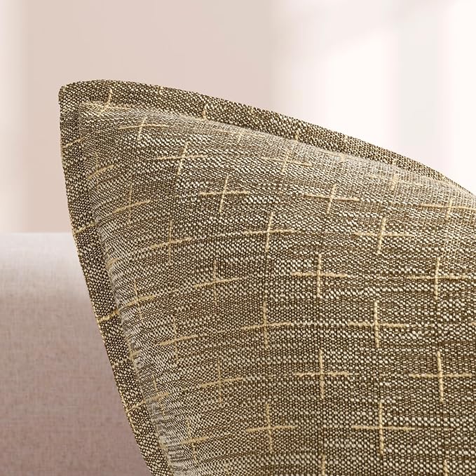 ZWJD Pillow Covers 16x16 Set of 2 Soft Polyester Textured Pillow Covers with Stylish Flange Edge Cozy Farmhouse Throw Pillows for Couch Bed Sofa Living Room