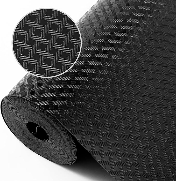 Shelf Liners for Kitchen Cabinets Refrigerator Liners Waterproof & Oil-Proof Kitchen Cupboard Liner Non-Slip Drawer Mats EVA Material Non Adhesive Fridge Liner for Shelves -Black 11.8 x 393.7 Inches