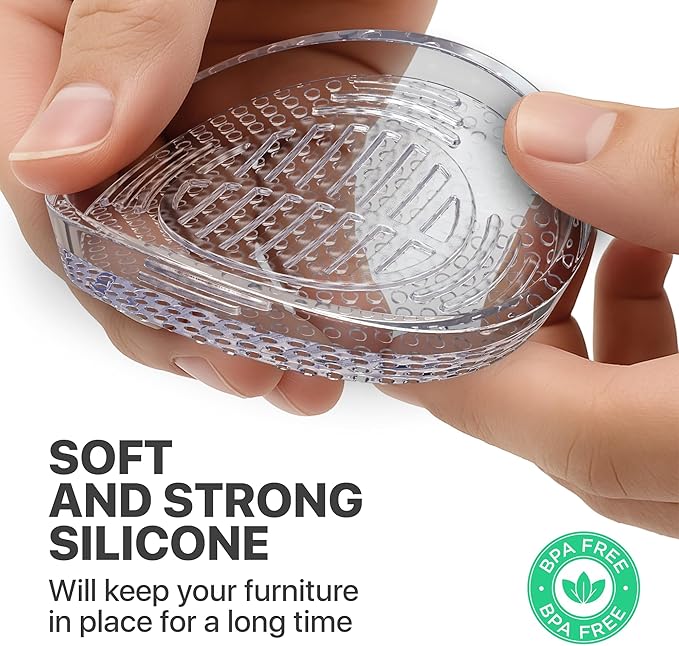 X-Protector Furniture Cups - 4 PCS 3" - Non Slip Furniture Pads for Hardwood Floors - Transparent Floor Protectors - Bed Stoppers to Prevent Sliding - Keep Furniture from Sliding on Floor! (Round)