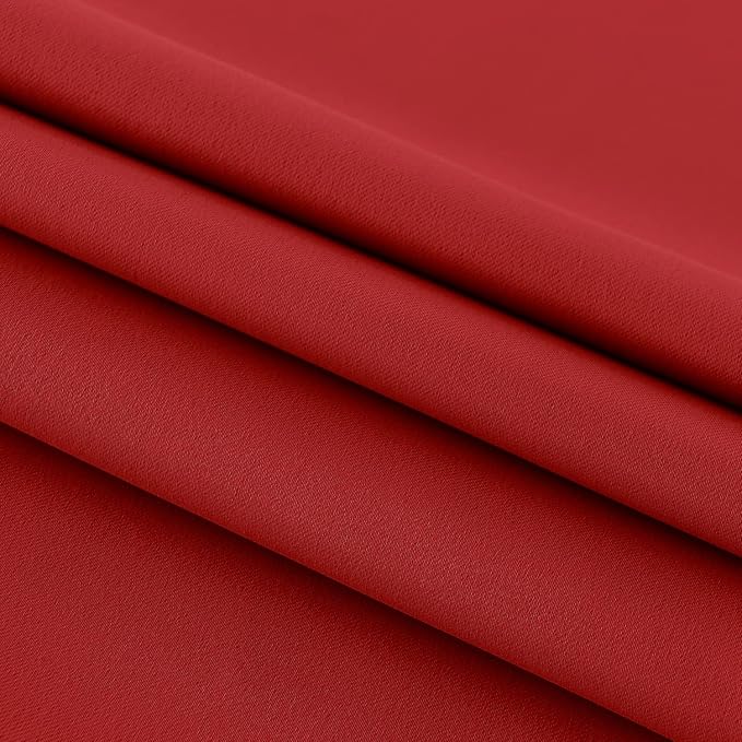 DWCN French Door Curtains – Rod Pocket Thermal Blackout Curtain for Doors with Glass Window, Christmas, Kitchen and Patio Doors for Privacy, 25 X 40 Inches Long, 1 Curtain Panel with Tieback, Red