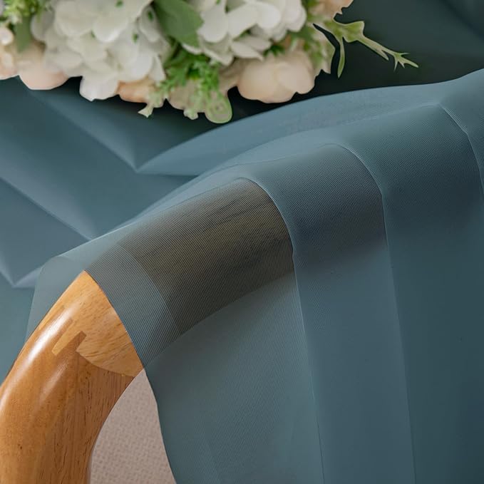 Chyhomenyc Stone Blue Sheer Curtains 72 Inch Length 2 Panels, Light Filtering Soft Airy Rod Pocket Voile Window Curtain Drapes for French Door Bedroom Living Room, Each 42Wx72L Inches