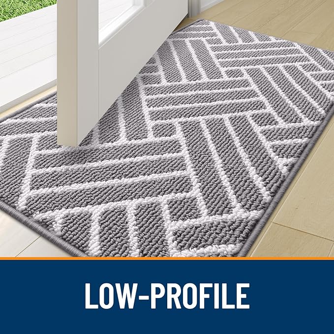 OLANLY Indoor Door Mat, 36x24 Inch, Dirt Resistant and Absorbent, Non-Slip Rubber Backing Floor Mats, Easy Clean Low-Profile Doormat for Entryway, Front Door, and Inside Entrance, Grey