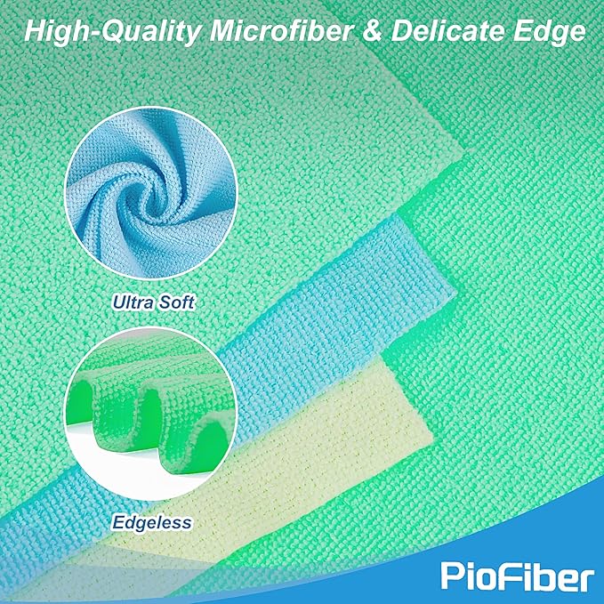 Shop Towels – 150 Pack Edgeless Microfiber Cleaning Cloths, Reusable Lint-Free Towels for Garage, Car Detailing, Kitchen & Glass – Ultra Absorbent Quick Dry Rags, 12"x12"