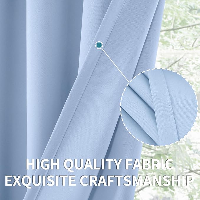 BGment Baby Blue Room Darkening Curtains 84 Inch Length for Bedroom - Rod Pocket Thermal Insulated Drapes for Living Room Boy Privacy Shading, 52 x 84 Inch, 2 Panels