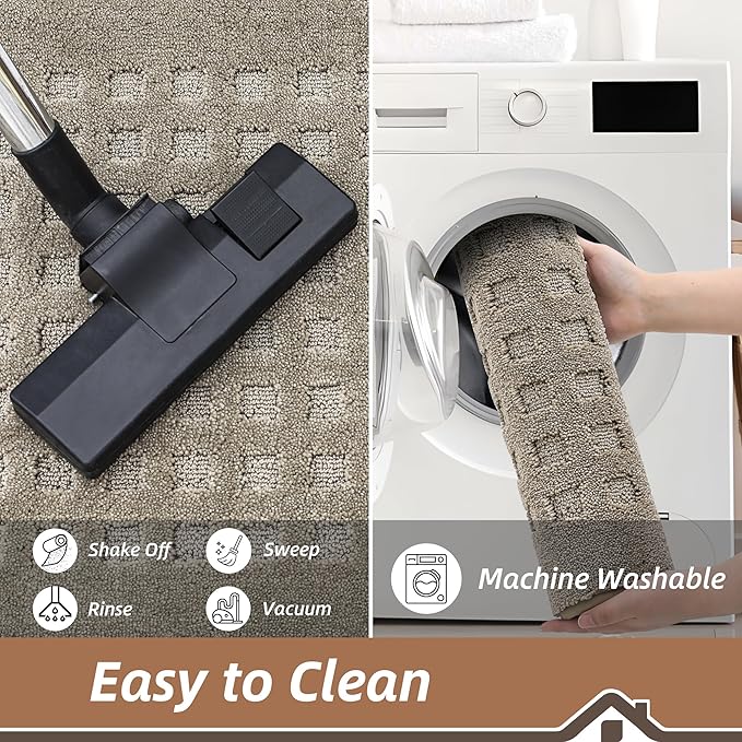 BEQHAUSE Waffle Door Mats Indoor 36"x60", Dog Mat for Muddy Paws Absorbent and Dirt Resist Floor Mats Non-Slip Washable Rugs for Entryway, Welcome Mat for Front Back Door, Muddy Wet Shoes, Beige