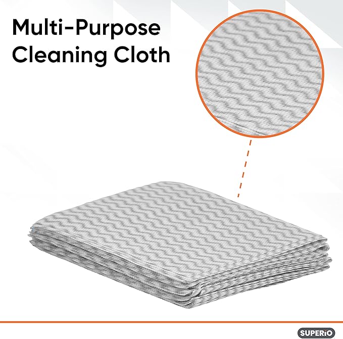Superio Handy Wipes for Kitchen Multi-Purpose Heavy-Duty Reusable Cleaning Cloth for House, Bathroom, and Office. Disposable Dish Towel (10 Grey)
