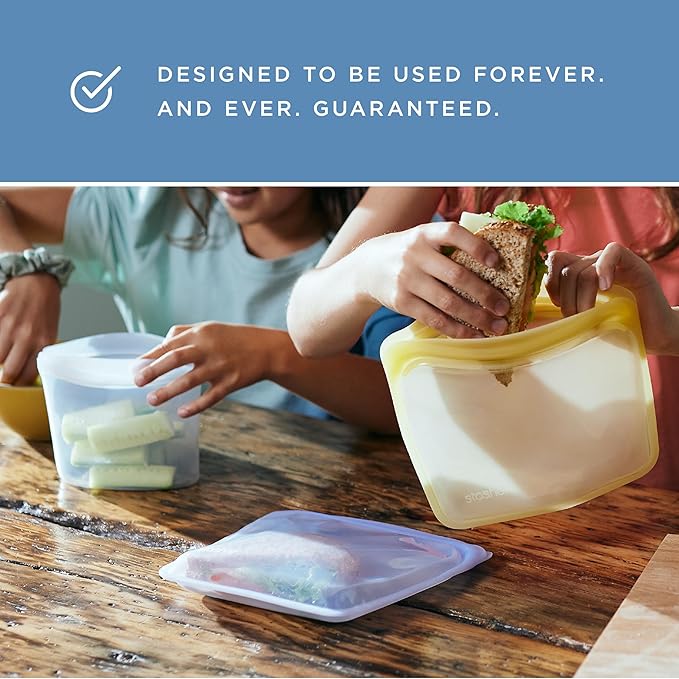 Stasher Premium Silicone Reusable Food Storage Stand-Up Mid Bag, Deep Ocean, Microwave, Sous Vide, Dishwasher, Oven and Freezer Safe, BPA Free, Leak-free, Eco-friendly, 56 Oz