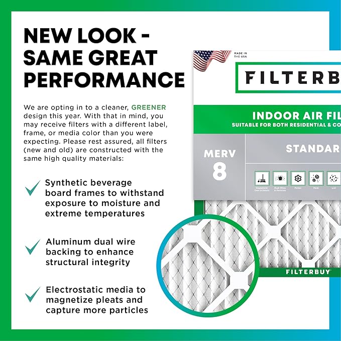 Filterbuy 19x27x1 Air Filter MERV 8 (MPR 700) Dust Defense Replacement (6-Pack), Electrostatic Pleated HVAC AC Furnace Filters, Made in USA (Actual Size: 19.00 x 27.00 x 0.75)