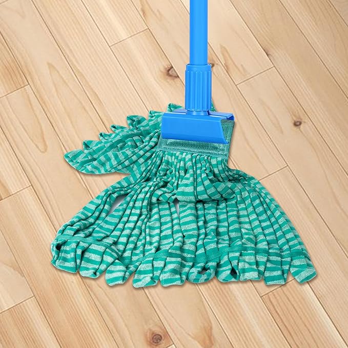 2 Pack Large Microfiber Tube Mop Heads,6 inch,Heavy Duty Mop Head,Highly Absorbent,Commercial Mop Head Replacement,Wet Mop Heads Replacement,for Hardwood, Tile, Laminate Floors,Green