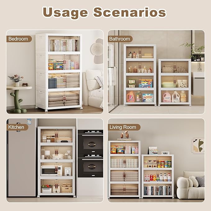 SAILUN 231QT Extra Large Collapsible Storage Bins with Wheels and Lid, Stackable Storage Bins Open Closet Organizers and Storage Storage Containers Drawers,23.6" L × 15" W × 42" H（3 Pack）