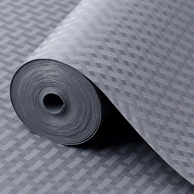 Shelf Liners for Kitchen Cabinets Refrigerator Liners Waterproof Kitchen Cupboard Liner Durable Plastic Drawer Mats EVA Material Non Adhesive Fridge Mats for Shelves - Gray 17.5 x 157.4 Inches
