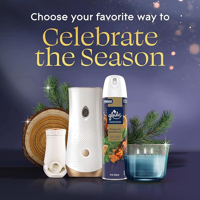 Glade PlugIns Refills Air Freshener, Embers & Sandalwood, Scented and Essential Oils for Home and Bathroom, 0.67 Fl Oz, 5 Count