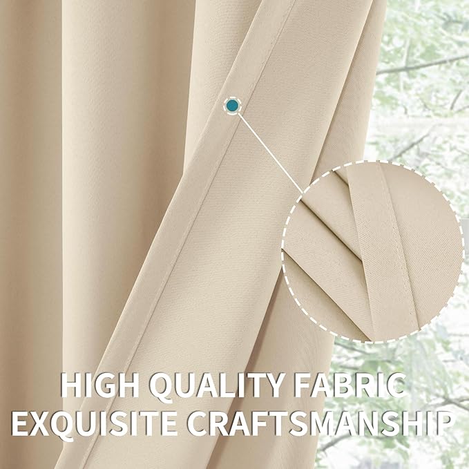 BGment Short Blackout Curtains for Bedroom 40 Inches Long - Thermal Insulated Room Darkening Curtain for Kitchen, Champagne, 34 x 40 Inch, 2 Panels