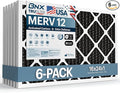 BNX TruFilter 16x24x1 MERV 12 Odor Defense (6-Pack) AC Furnace Air Filter with Activated Carbon - MADE IN USA - Pleated Air Conditioner HVAC AC Furnace Filters - Removes Odor, Mold, Bacteria, Smoke
