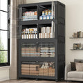160GAL Extra Large Storage Bins with Lid, 640Qt Stackable Closet Organizers and Drawers, Collapsible Storage Bins with Wheels, Folding Storages Cabinet for Home Bedroom Office, 4Pack Black