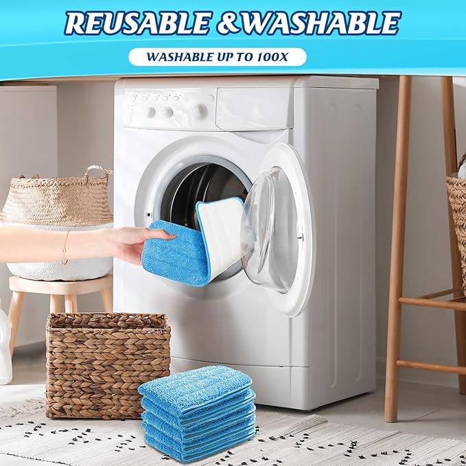 24 Pack Microfiber Mop Pad, Spray Mop Replacement Heads for Wet Dry Mops, Machine Washable Reusable Household Replacement Pads for Hardwood and Hard Surface Floor Cleaning and Scrubbing