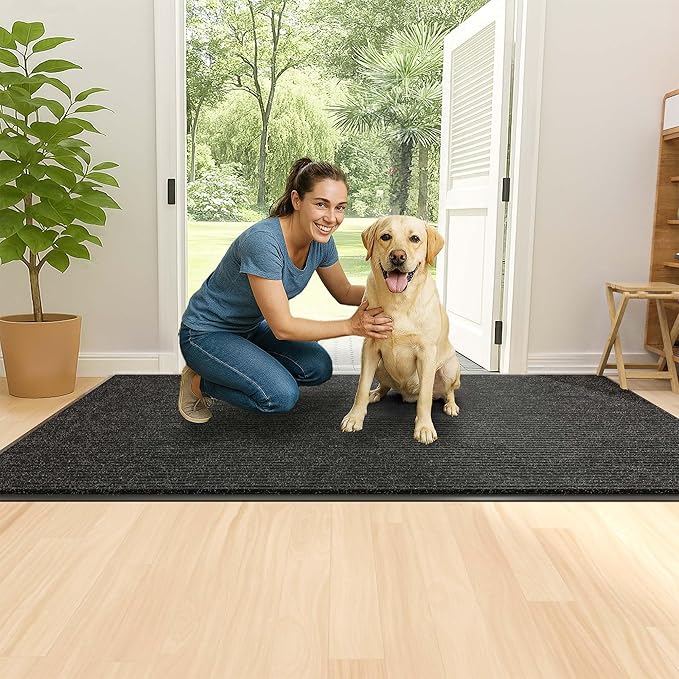 Front Door Mat Indoor Outdoor Entrance, 30" x 48" Dirt Resistant and Absorbent Door Mat, TPR Backing Non-Slip Doormats, Easy to Clean, Low Profile Welcome Floor Mat for Outside Entry