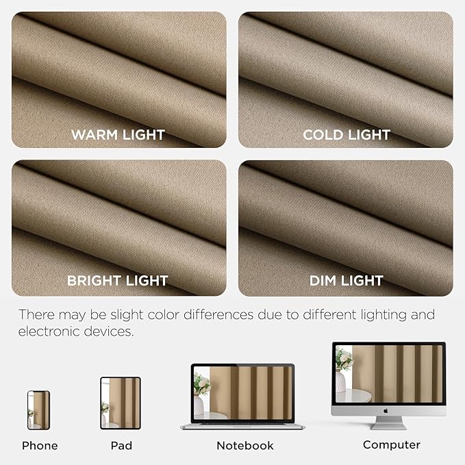 Joydeco Blackout Door Curtain for Doorway Privacy 108 Inches Long, Grommet Closet Curtain for Open Closet, Room Divider for Bedroom Living Room (Light Beige, 52Wx108L, 1 Panel)