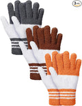 Patelai 3 Pairs Microfiber Plant Dusting Gloves Leaf Cleaning Gloves for Indoor Plants, Blinds, Furniture, House(Small,Gray, Orange, Brown)