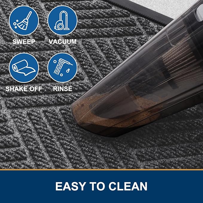 Smiry Front Door Mat Outside Entrance, Heavy Duty Outdoor Indoor Mat, Natural Rubber Doormat, Non Slip, Trap Dirt and Moisture, Easy Clean, Low Profile Patio Porch Entryway Mat, 59x23, Light Grey