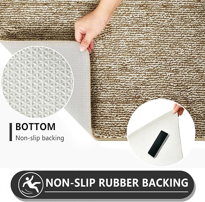 REFETONE Indoor Doormat, Front Door Mat 36"x59" Absorbent Rubber Backing Non Slip Back Door Mats, Washable Low-Profile Inside Floor Mat Door Rugs for Entryway, Resist Dirt Mud Mat for Dogs, Coffee