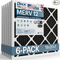 BNX TruFilter 18x20x1 MERV 12 Odor Defense (6-Pack) AC Furnace Air Filter with Activated Carbon - MADE IN USA - Pleated Air Conditioner HVAC AC Furnace Filters - Removes Odor, Mold, Bacteria, Smoke