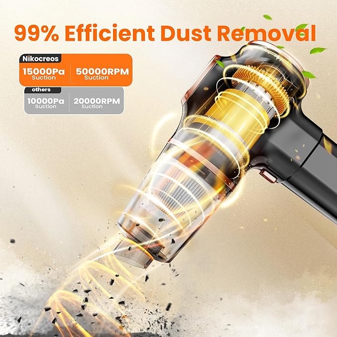 Portable Car Vacuum Cordless Mini Handheld Vacuums Cleaner High Power with LCD Display and Multi-Nozzles, Hand held Cleaners for Car, Home, Office, Sofa, Pet Hair,Keyboard (Black)