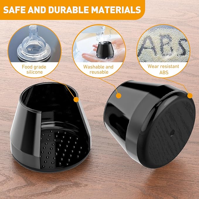 Furniture Sliders,24 PCS Chair Leg Sliders for Carpet, Furniture Movers Sliders, Carpet Chairs Furniture Glides, Floor Protectors, Carpet Moving Sliders Easily Move.(Black, Round Fit:0.9-1.15")