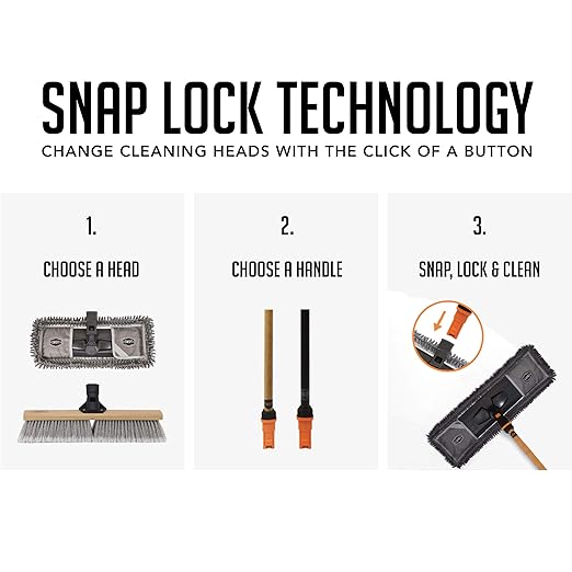 SWOPT Garage Kit — Includes 48” and 60” Wooden Handles, Smooth Surface Push Broom & 10” Premium Multi-Surface Scrub Brush Head