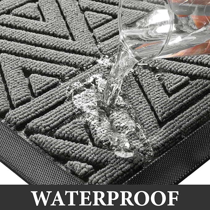 Yimobra Outdoor Mats for Front Door 29.5x17, All-Weather Waterproof Non-Slip Outdoor Door Mat Outside Eentrance, Garage/Patio Entryway Indoor Doormat, Easy Clean, Grey