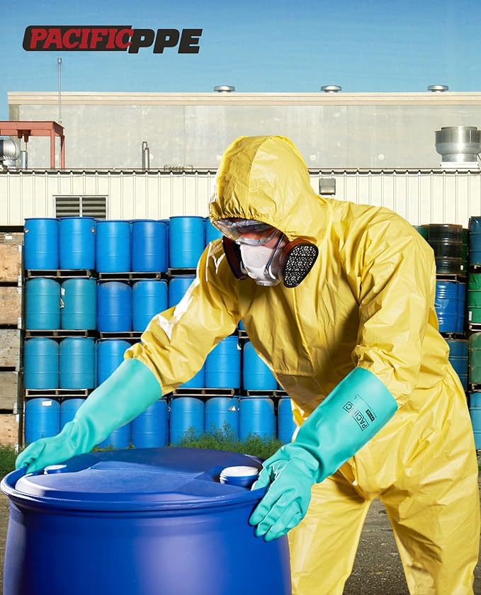 PACIFIC PPE 2 Pairs Chemical Resistant Nitrile Gloves, Resist Household Acid, Alkali, Solvent and Oil, 28 mil, 18", X-Large