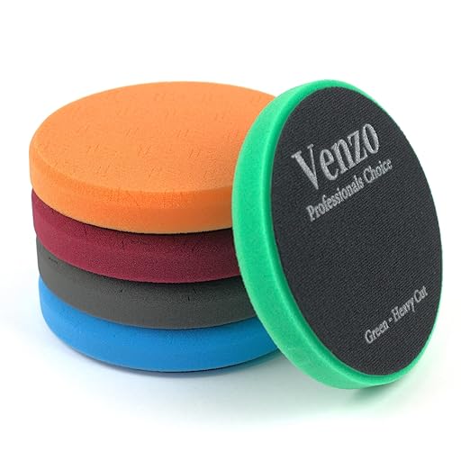 Venzo 3 Inch Buffing Polishing Pads, 5 Pcs 3.5" inch Front Side for 78mm Backing Plate, Buffing Polishing Kit, Cutting, Waxing Pads for Car Buffer & Polisher