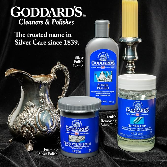 Goddard’s Silver Cleaner Dip – Silver Jewelry Cleaner Solution for Filigree Metalwork & Small Items – Professional Use Silver Tarnish Remover – Silverware Cleaning Supplies (10 oz)