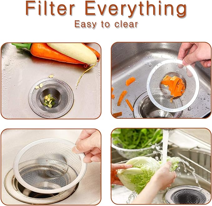 50pcs Heavy Duty Stainless Steel Slop Basket Filter Trap, 2.75" Top / 1" Mesh Metal Sink Strainer,Perfect for Kitchen Sink/Bathroom Bathtub Wash Basin Floor Drain Balcony Drain Hole,Utility…