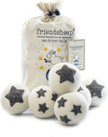 Friendsheep Wool Dryer Balls 6 Pack XL Organic Premium Reusable Cruelty Free Handmade Fair Trade No Lint Fabric Softener Star - Stars Galore