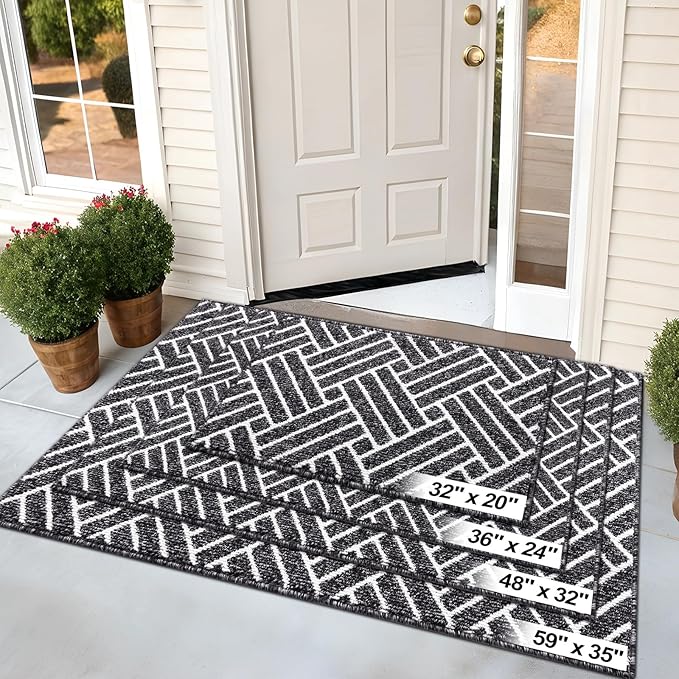 OLANLY Indoor Door Mat, 48x32 Inch, Dirt Resistant and Absorbent, Non-Slip Rubber Backing Floor Mats, Easy Clean Low-Profile Doormat for Entryway, Front Door, and Inside Entrance, Black