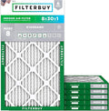 Filterbuy 8x30x1 Air Filter MERV 8 (MPR 700) Dust Defense Replacement (6-Pack), Electrostatic Pleated HVAC AC Furnace Filters, Made in USA (Actual Size: 7.50 x 29.50 x 0.75)