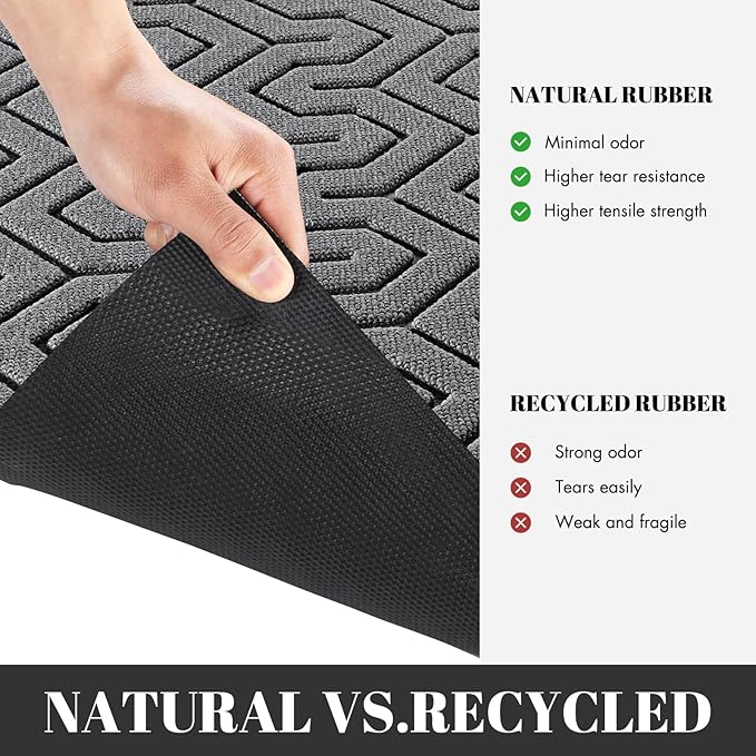 Yimobra Extra Large Door Mat Outside Entrance 60x32, Waterproof Heavy Duty Outdoor Mats for Front Door, Non Slip Rubber Entry Mat for Garage Patio, Easy Clean, Grey