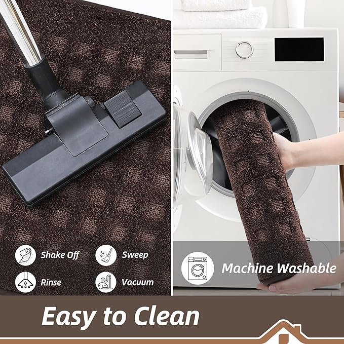 BEQHAUSE Waffle Door Mats Indoor 32"x48", Dog Mat for Muddy Paws Absorbent and Dirt Resist Floor Mats Non-Slip Washable Rugs for Entryway, Welcome Mat for Front Back Door, Muddy Wet Shoes, Dark Brown