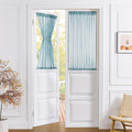 Tollpiz Short Sheer Door Curtain Closet Linen Textured Curtain Sheers Doorway Light Filtering Voile Patio Door Rod Pocket Curtains French Door, 54 x 54 inches Long, Dusty Blue, Set of 1 Panel