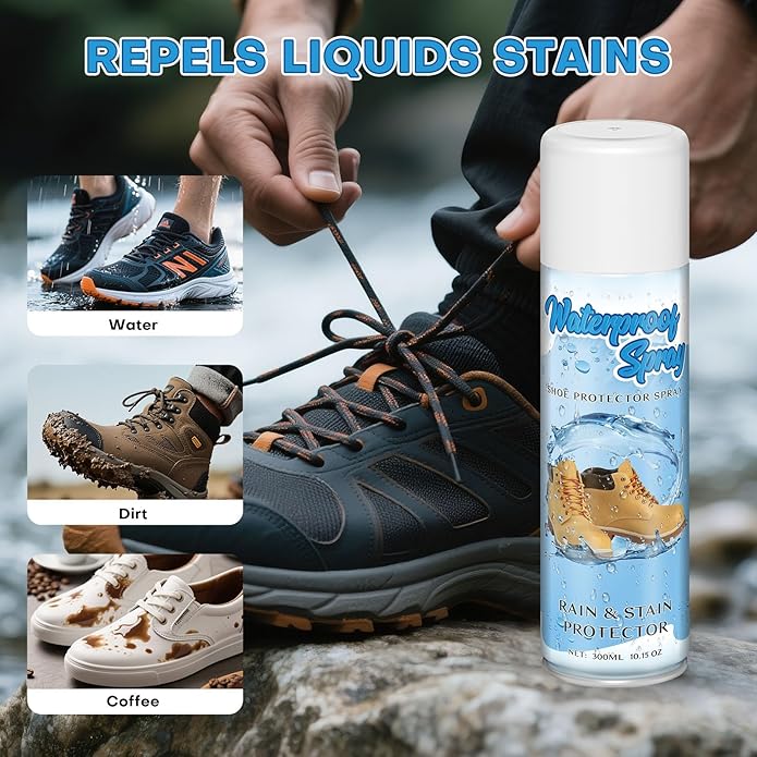 etching Shoe Protector Spray, Suede Protector Spray, Rain & Stain Waterproof Protection for Shoes, Boots, Handbags, Purses, Suede, Leather, Canvas, Nubuck, Fabric, Nylon, 10.15Oz