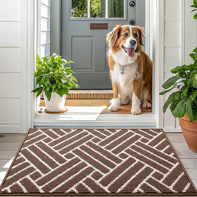 OLANLY Large Indoor Door Mat, 59x35 Inch, Dirt Resistant and Absorbent, Non-Slip Rubber Backing Floor Mats, Easy Clean Low-Profile Doormat for Entryway, Front Door, and Inside Entrance, Coffee
