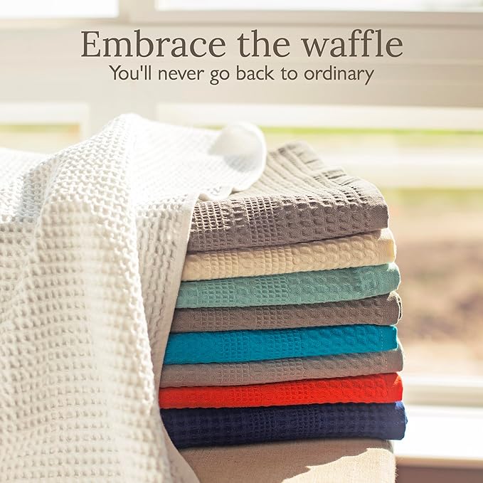 GILDEN TREE Waffle Towels for Bathroom, 100% Cotton Quick Dry Towel, Waffle Bath Towels Large, Absorbent Lightweight Travel Towel, Bath Towels Set of 2, Classic Style (White)