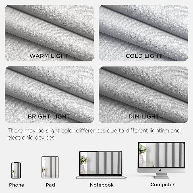Joydeco Blackout Patio Sliding Door Curtains 108 Inches Long, Grommet Privacy Room Divider Curtains, Extra Wide Thermal Blackout Drapes for Bedroom Living Room (Greyish White 100Wx108L, 1 Panel)