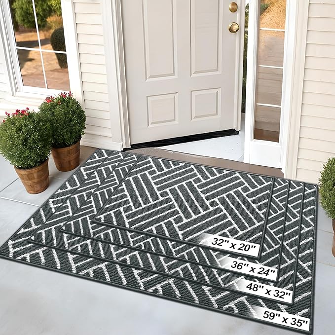 OLANLY Indoor Door Mat, 48x32 Inch, Dirt Resistant and Absorbent, Non-Slip Rubber Backing Floor Mats, Easy Clean Low-Profile Doormat for Entryway, Front Door, and Inside Entrance, Charcoal