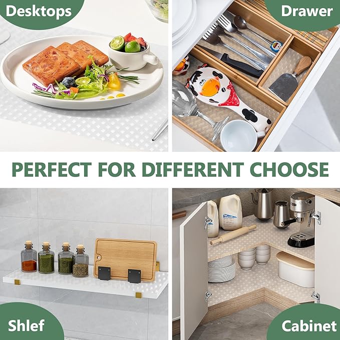 Shelf Liners, Non-Adhesive Drawer Liner, Waterproof & Oil-Proof Kitchen Cabinet Cupboard Liner Plastic EVA Material BPA Free Fridge Liner Mats Paper Protector for Shelves (Clear/12in x 120in)