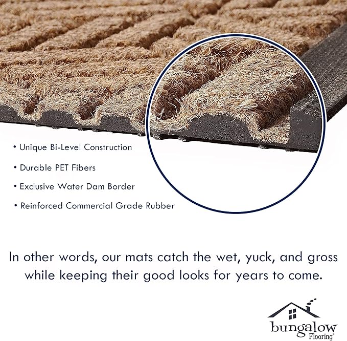 WaterHog Heavy Duty Doorway Mat, 4' x 6', Made in USA, Durable & Skid-Resistant Entryway Mat, Water-Trapping, Indoor/Outdoor Decorative Floor Covering, Cordova Collection, Dark Brown