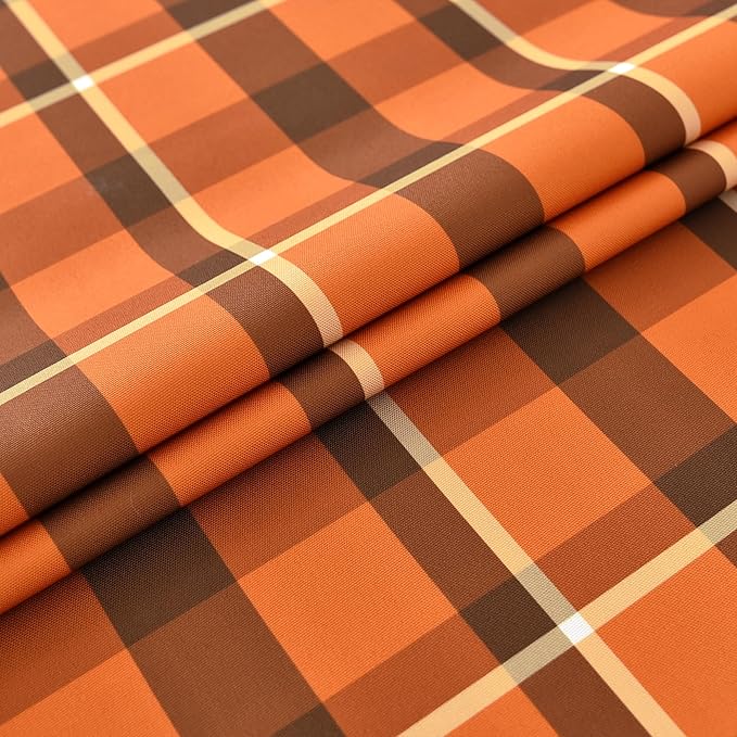 Gingham Tablecloth Fabric - Oblong 58x120 Water Resistant Autumn Plaid Table Cloth for Indoor/Outdoor Use - Fall Tabletop Cover for Halloween, Picnics, Gardens, and Thanksgiving Day