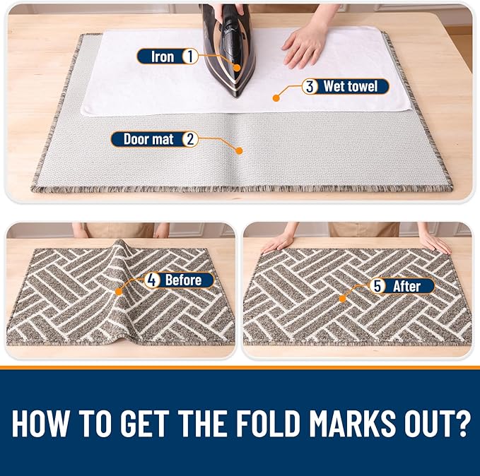 OLANLY Runner Indoor Door Mat, 70x23 Inch, Dirt Resistant and Absorbent, Non-Slip Rubber Backing Floor Mats, Easy Clean Low-Profile Doormat for Entryway, Front Door, and Inside Entrance, Khaki