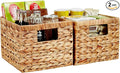 Water Hyacinth Wicker Basket, Decorative Woven Baskets with Built-in Handles, Hand-woven Storage Organizer for Organizing Pantry, Livingroom, Bedroom, Shelves, Toilet(2-PACK, Natural)